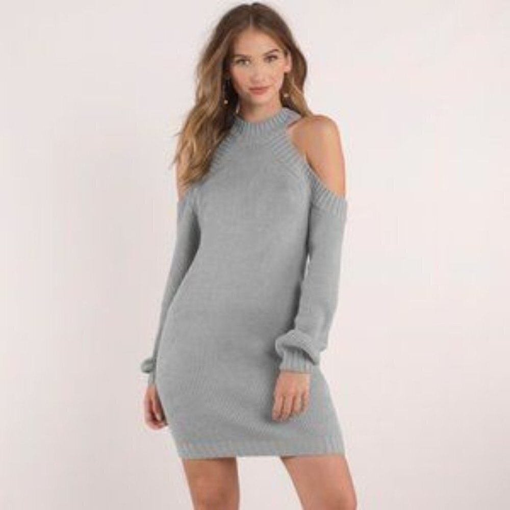 Tobi Cold Shoulder Half Thought Sweater Dress